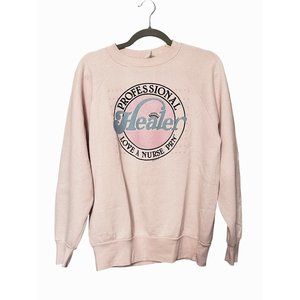 Vintage 1980s Nurse Pink Crewneck Sweatshirt Large